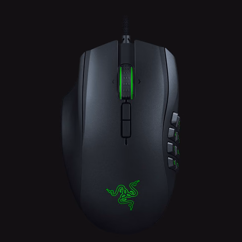Razer Naga Left-handed Edition mouse in Black, top view