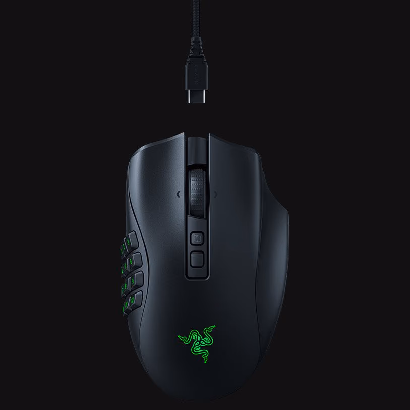 Razer Naga V2 Pro mouse in Black, top view