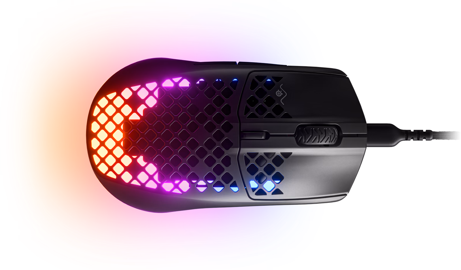SteelSeries Aerox 3 2022 Edition mouse in Black, top view