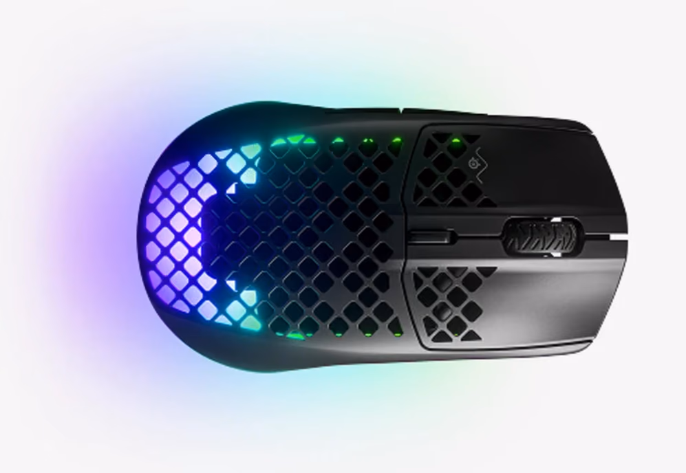 SteelSeries Aerox 3 Wireless 2022 Edition mouse in Black, top view