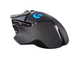 Logitech G502 LIGHTSPEED mouse in Black, back view